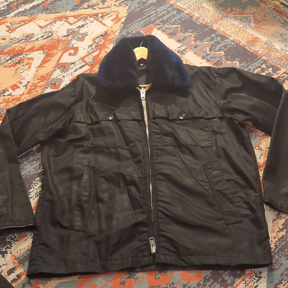 VTG JB SIMONS PATROL WINTER‎ JACKET PARKA POLICE MEN M/L FUR COLLAR ZIP LINE